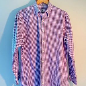 Peter Millar Nanoluxe Purple & White Checked Button Down Dress Shirt ~Size L